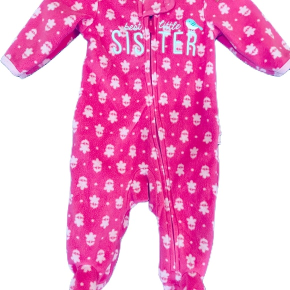 CARTER’S Baby girls Sz newborn month pink ruffle bottom footed sleeper outfit - Picture 2 of 3